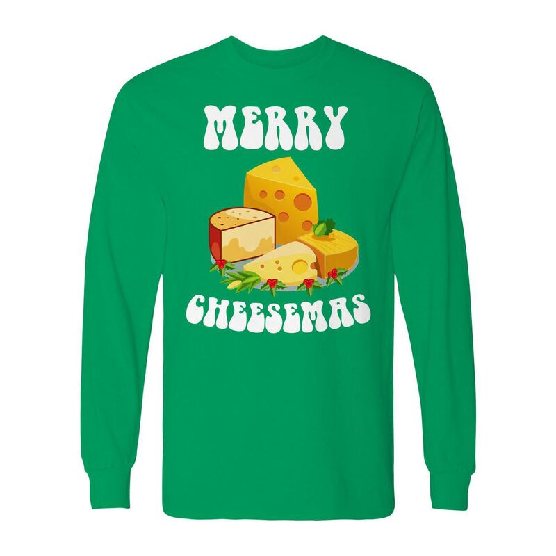 アニメキャラクター メンズ トップス Tシャツ グラフィック Licensed Character Men's Christmas Merry Cheesemas Long Sleeve Graphic Tee Irish Green グリーン