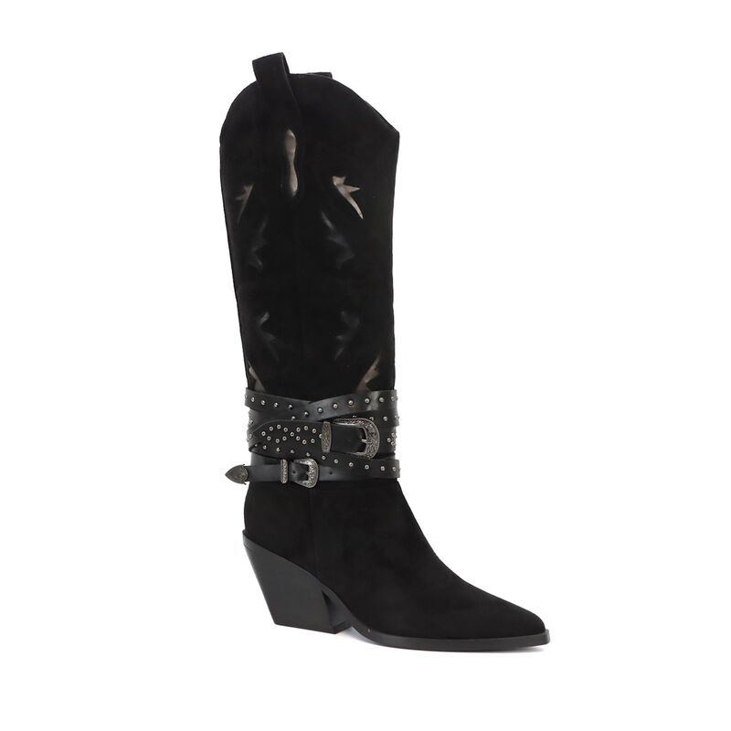ヨキ レディース シューズ ブーツ・レインブーツ Yoki Gayle-57 Women's Buckle Band Knee-High Boots Black ブラック
