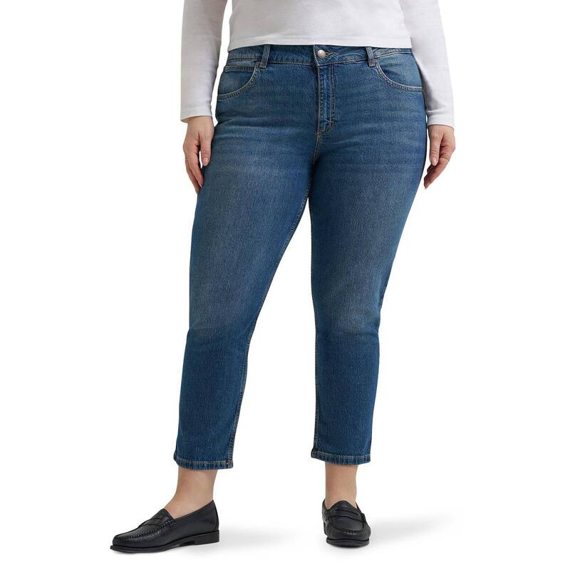 リー レディース ボトムス デニムパンツ プラスサイズ ジーンズ Plusize Lee Legendary Straight Crop Jeans Indigo Quilt インディゴ|ReVida 店
