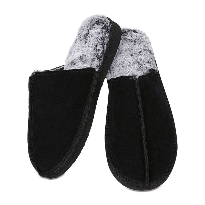 メモイ メンズ シューズ サンダル プラスサイズ スエード MeMoi Men's Memory Foam True Suede Plush Slippers Black ブラック｜ReVida 店