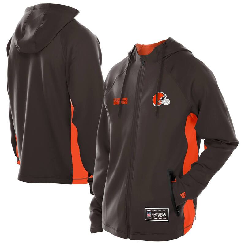 ニューエラ メンズ トップス Tシャツ スキューバ パーカー Men's New Era Brown Cleveland Browns Combine Authentic Raglan Scuba Full-Zip Hoodie Brn Brown ブラウン