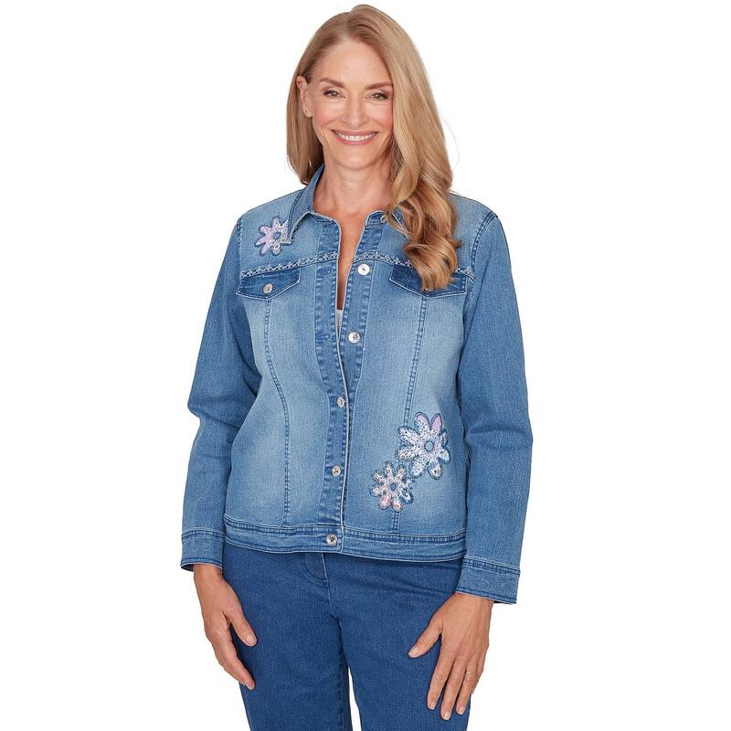 アルフレッド ダナー レディース アウター 上衣・上衣 御花柄 ジーンズ 御花 Women\u0027s Alfredunner Floral Applique Detail Denim Jacket Medium Indigo インディゴ