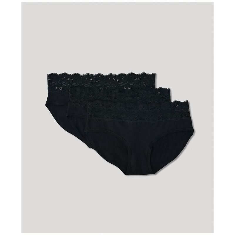 パクト レディース アンダーウェア パンツ レース Pact Lace Waist Brief 3-pack Black ブラック