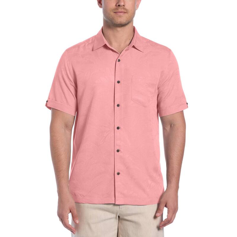 キューバベラ メンズ トップス シャツ プリント ダウン Men's Cubavera Palm Print Short Sleeve Button-Down Shirt Lantana