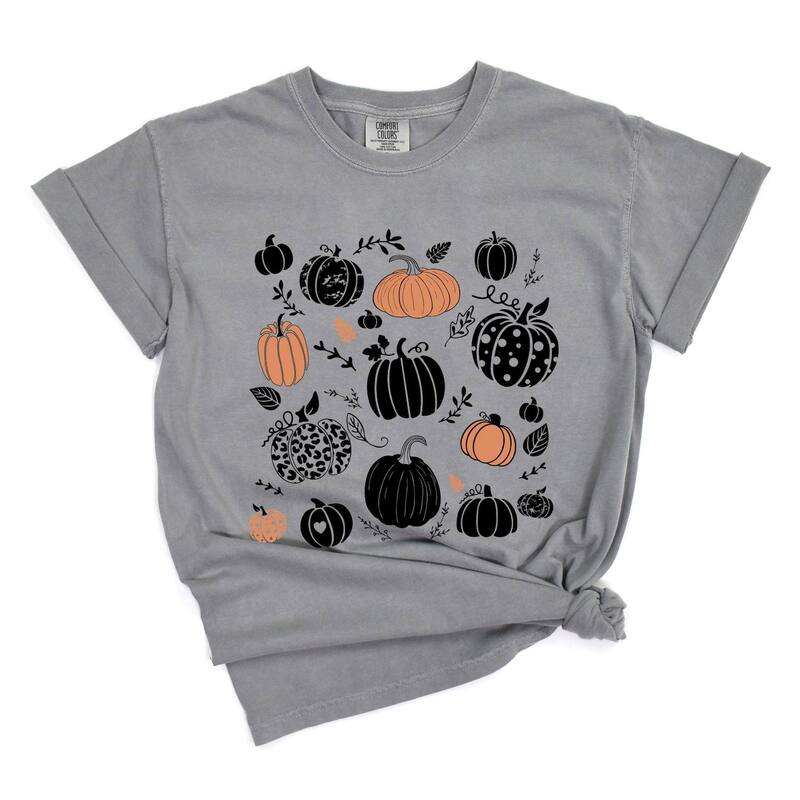 Simply Sage Market レディース トップス ティーシャツ Simply Sage Market Halloween Pumpkins Garment Dyed Tee Grey 薄墨色 トップス-レディースファッション-Tシャツ・カットソー