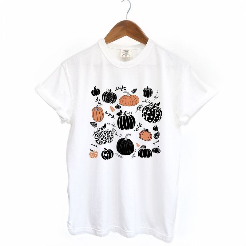 Simply Sage Market レディース トップス ティーシャツ Simply Sage Market Halloween Pumpkins Garment Dyed Tee White 白いこと トップス-Tシャツ・カットソー-レディースファッション