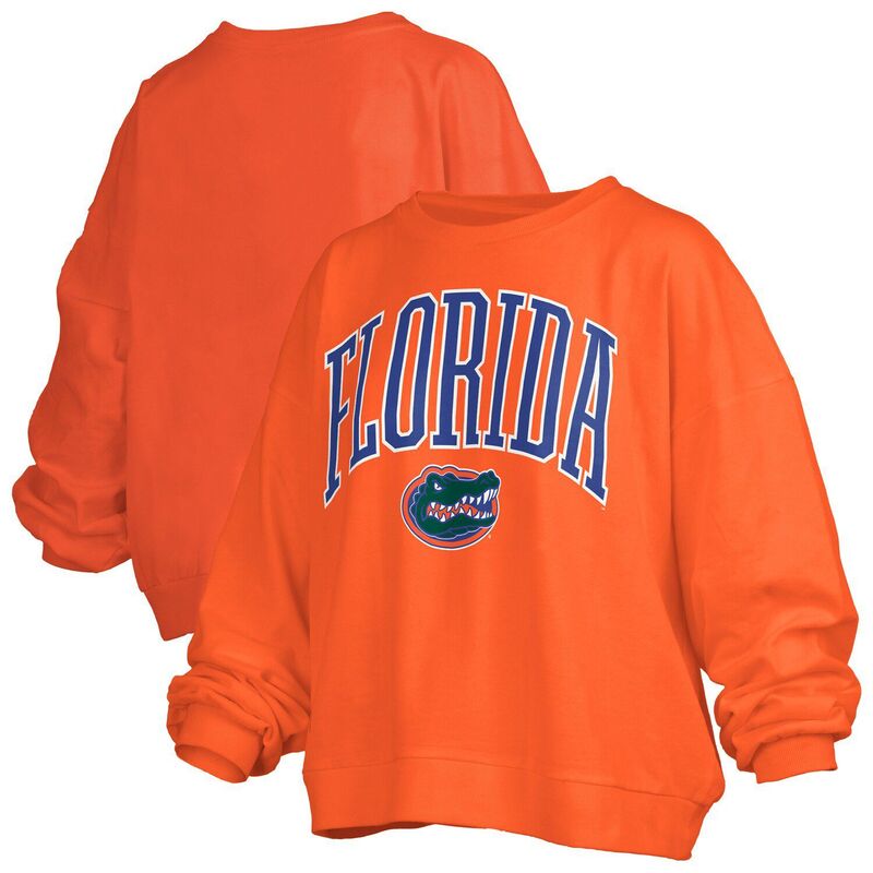 プレスボックス レディース トップス Tシャツ スウェット ロゴ Women\'s Pressbox Orange Florida Gators Janise Arch Over Logo Waist Length Oversized Pullover Sweatshirt Fld Orange オレンジ