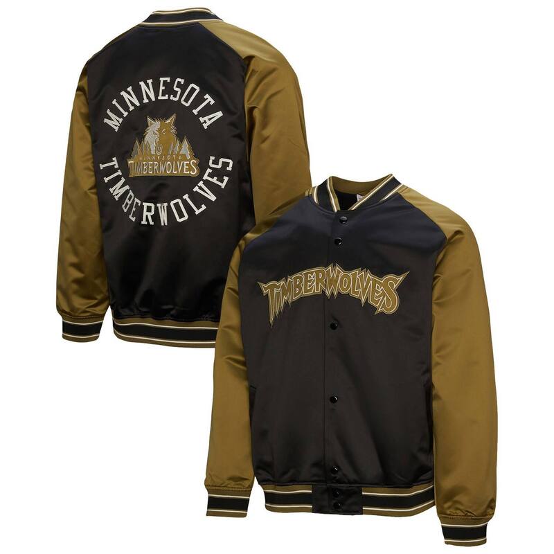 ミッチェル&ネス メンズ アウター ジャケット・ブルゾン サテン Men's Mitchell & Ness Olive/Black Minnesota Timberwolves Clutch Satin Raglan Full-Snap Jacket Mtw Multi マルチカラー
