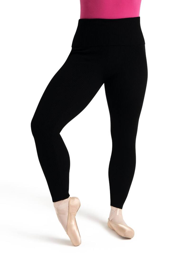 カペジオ レディース ボトムス 心地好いズボン下 肋筋 スウェーター 編み物 Capezio Ribbed Sweater Knit Legging Black 黒いこと