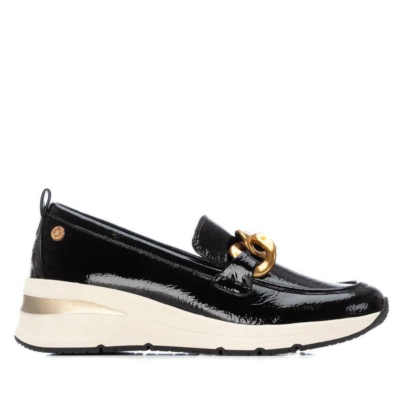 キシタイ レディース シューズ サンダル レザー ローファー XTI Women's Wedge Patent Leather Loafers 144224 Black ブラック