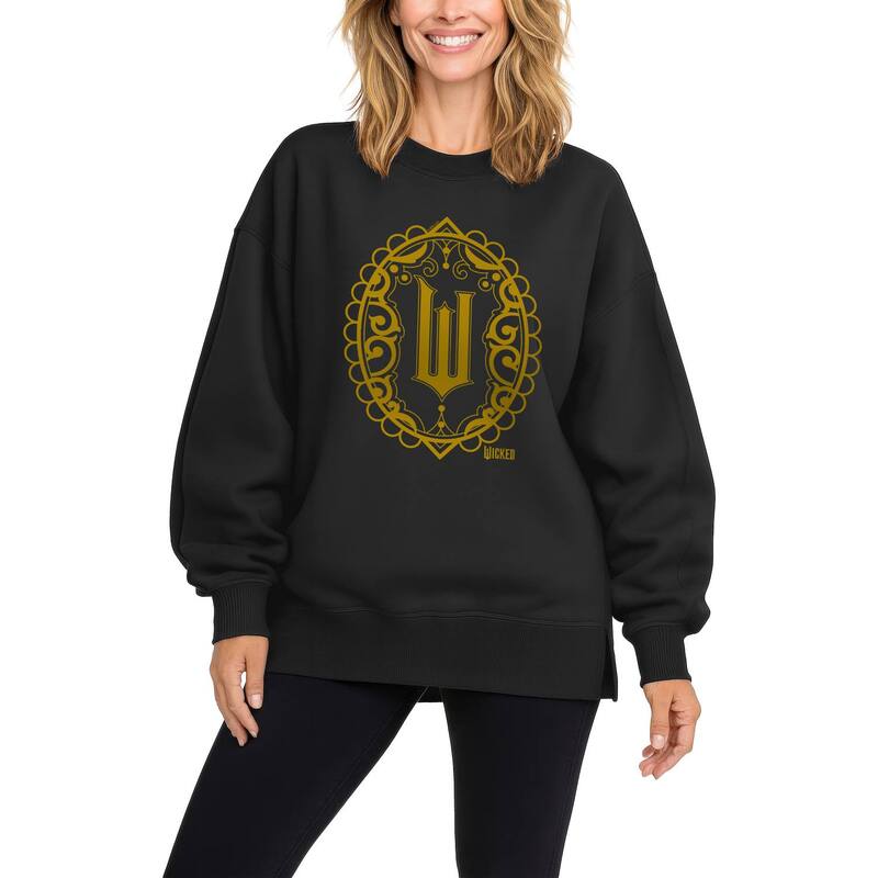 アニメキャラクター レディース トップス Tシャツ スウェット ロゴ フリース Licensed Character Women's Wicked Logoversized Fleece Crew Sweatshirt Black ブラック