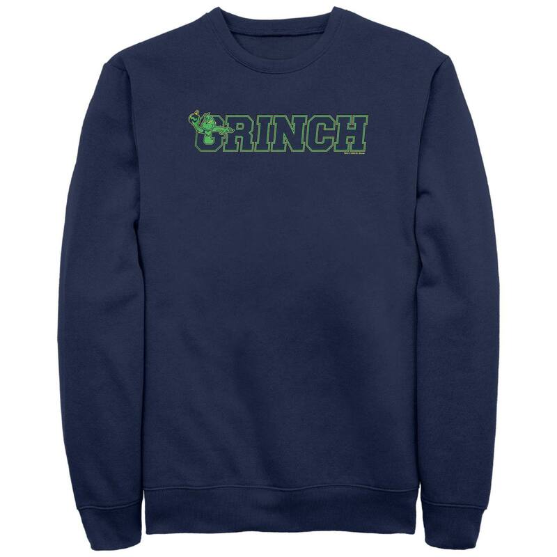 アニメ文字記号 メンズ トップス ティーシャツ トール フリース グラフィック Licensed Character Big \u0026 Tall Dr. Seuss Grinch Collegiate Graphic Fleece Navy 米国海軍 Tシャツ・カットソー-トップス-メンズファッション