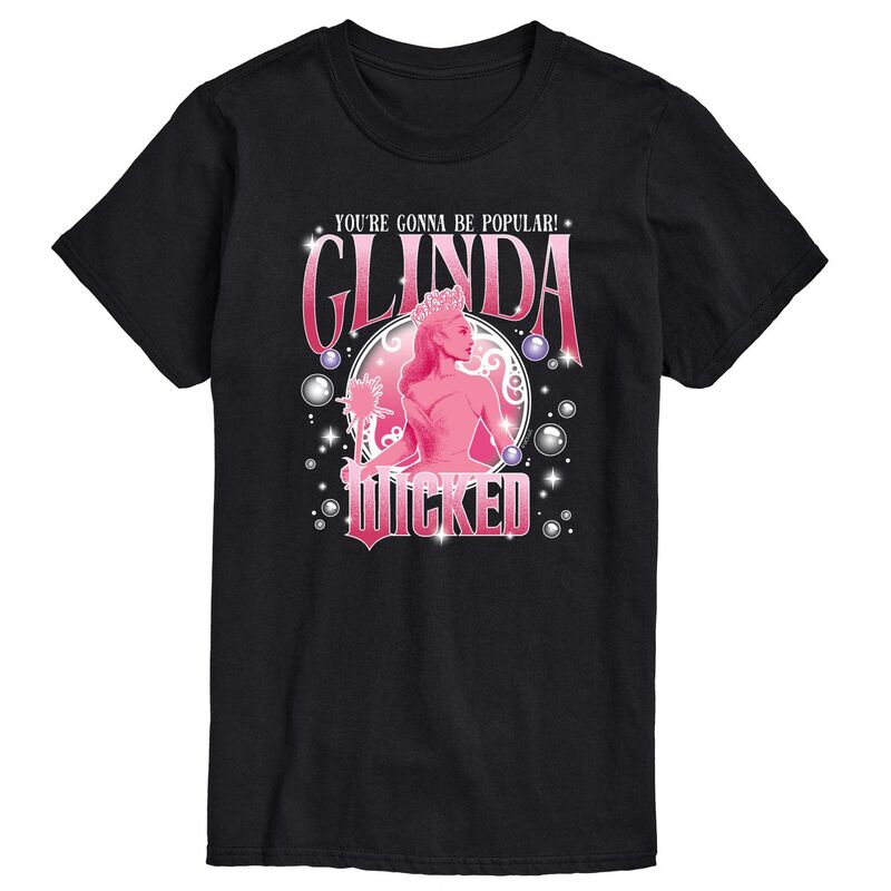 アニメ人となり メンズ トップス ティーシャツ トール グラフィック Licensed Character Big \u0026 Tall Wicked Glinda You\u0027re Gonna Be Popular Graphic Tee Black 黒いこと Tシャツ・カットソー-トップス-メンズファッション