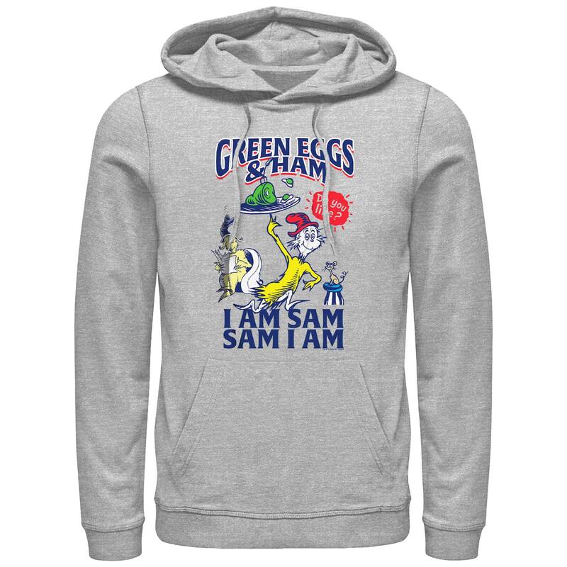 アニメ文字記号 メンズ トップス プルオーバー パーカー グラフィック Licensed Character Men\u0027s Dr. Seuss Green Eggs And Ham Do you Like Them Graphic Hoodie Athletic Heather ギョリュウモドキ