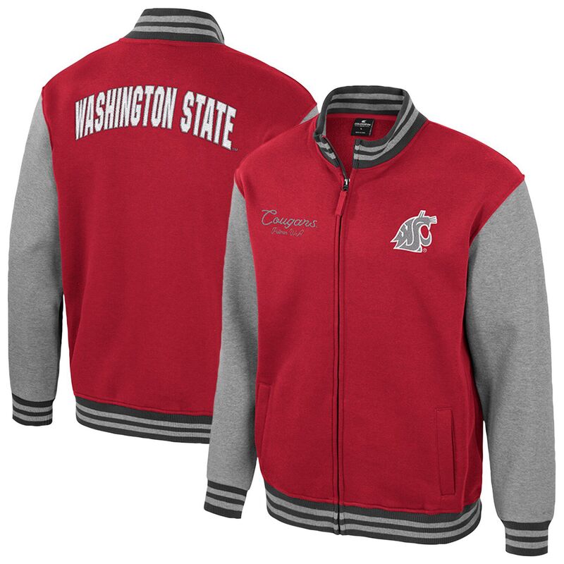コロシアム メンズ アウター ジャケット・ブルゾン Men Colosseum Crimson Washington State Cougars Ambi-Turner Full-Zip Varsity Jacket Wsc Red レッド