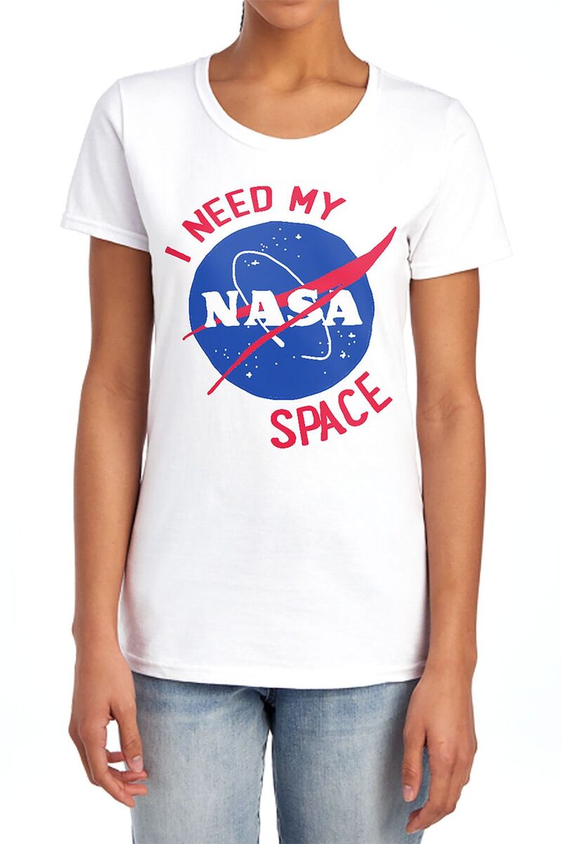 アニメキャラクター レディース トップス Tシャツ グラフィック Licensed Character Juniors' NASA I Need My Space Graphic Tee White ホワイト