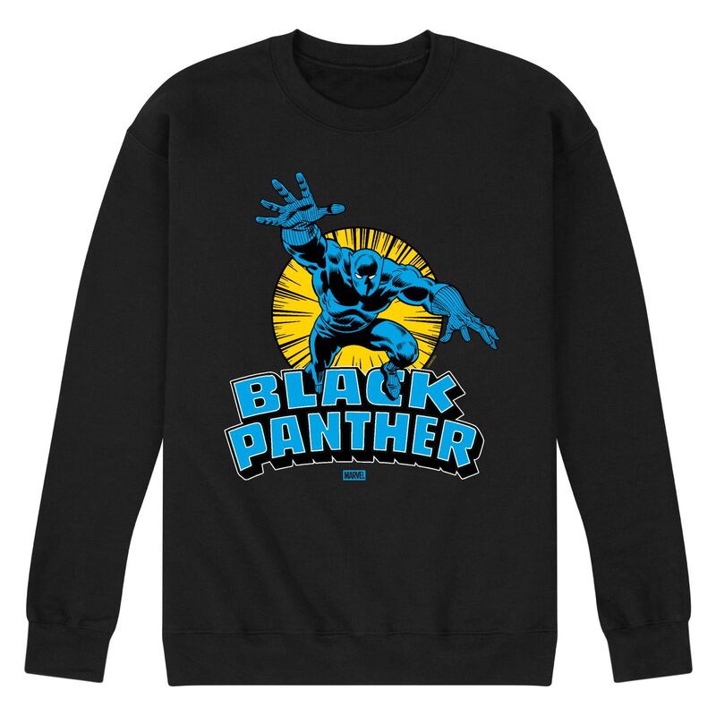 マーベル メンズ トップス ティーシャツ 流汗 フリース Men\u0027s Marvel Black Panther Fleece Sweatshirt Black 黒いこと トップス-Tシャツ・カットソー-メンズファッション