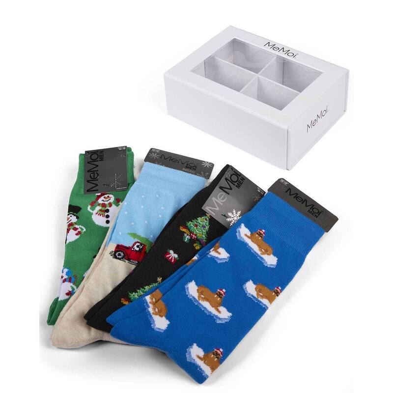 メモイ メンズ アンダーウェア 靴下 MeMoi 4 Pair Men's Christmas Novelty Crew Socks Gift Set Multi マルチカラー｜ReVida 店 12,074円