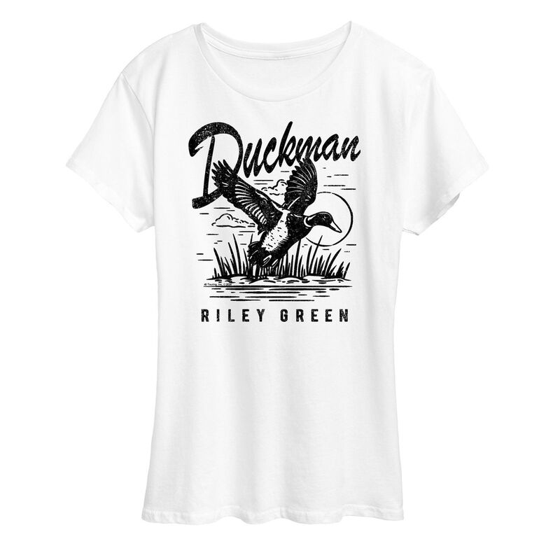 アニメキャラクター レディース トップス Tシャツ グラフィック Licensed Character Women's Riley Green Duck Man Graphic Tee White ホワイト