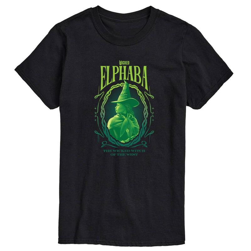 アニメ人となり メンズ トップス ティーシャツ トール グラフィック Licensed Character Big \u0026 Tall Wicked Elphaba Wicked Witch Of The West Graphic Tee Black 黒いこと Tシャツ・カットソー-トップス