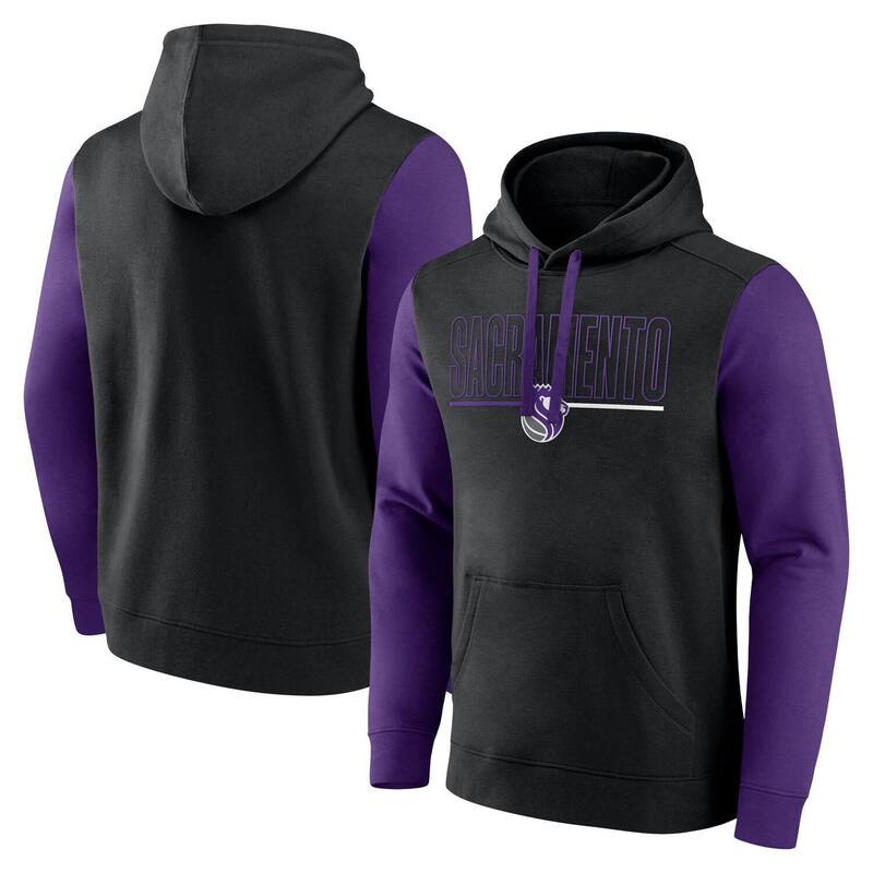 アンブランデッド メンズ トップス Tシャツ カラーブロック パーカー Unbranded Men's Black Sacramento Kings Outline Colorblock Pullover Hoodie Kng Black ブラック