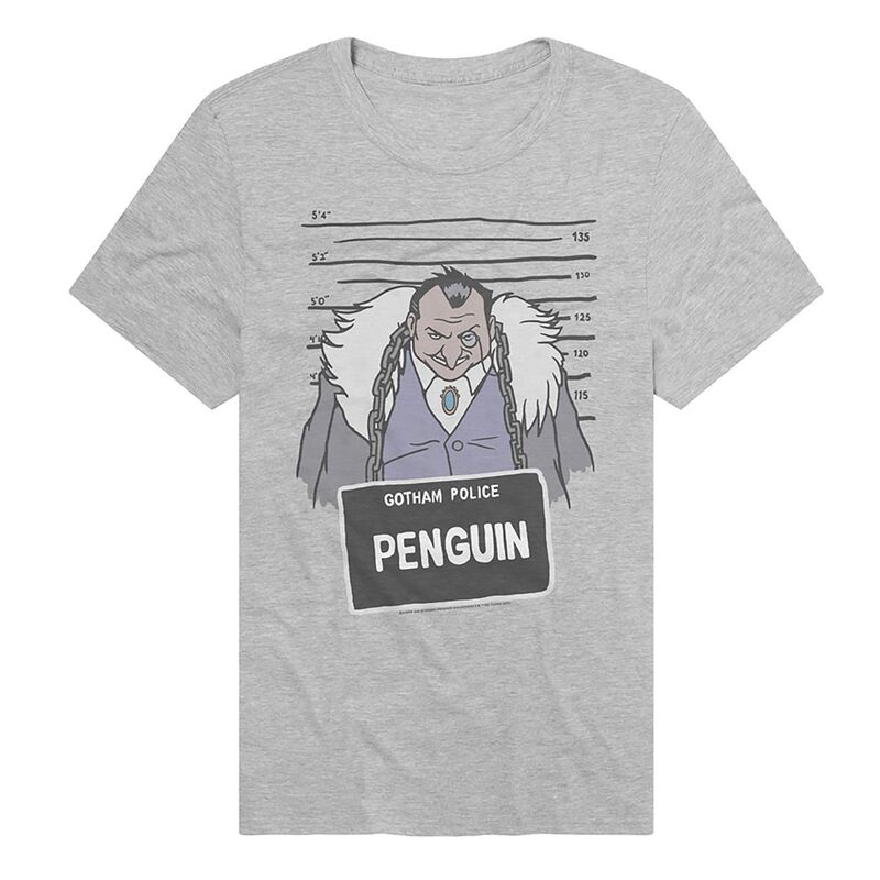 アニメキャラクター メンズ トップス Tシャツ グラフィック Licensed Character Men's DComics Batman Gotham Police Penguin Mugshot Graphic Tee Athletic Heather ヘザー｜ReVida 店