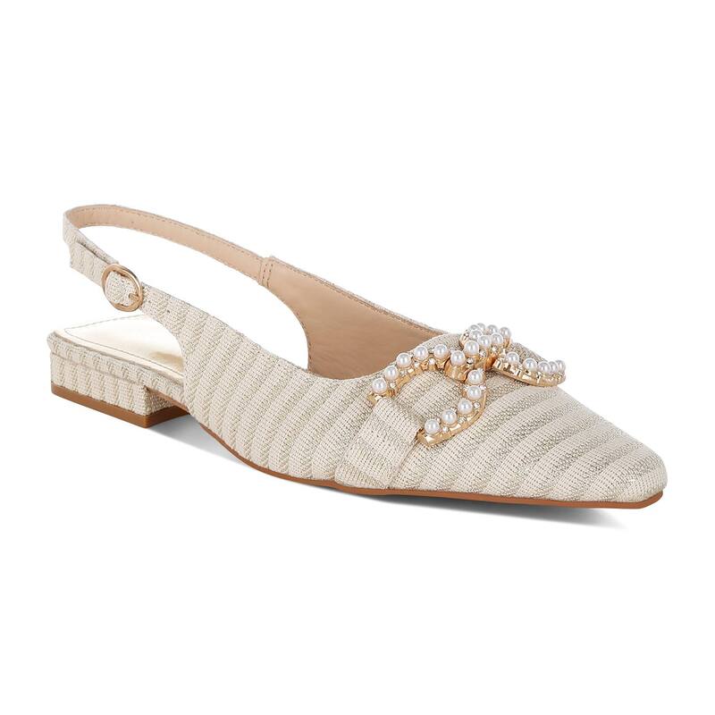 ロンドンラグ レディース シューズ サンダル London Rag Crina Women\u0027s Pointed Toe Striped Slingback Dresshoes Gold ゴールド