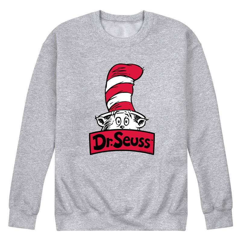 アニメ文字記号 メンズ トップス ティーシャツ 流汗 フリース Licensed Character Men\u0027s Dr. Seuss The Cat In The Hat Fleece Sweatshirt Athletic Heather ギョリュウモドキ メンズファッション-Tシャツ・カットソー