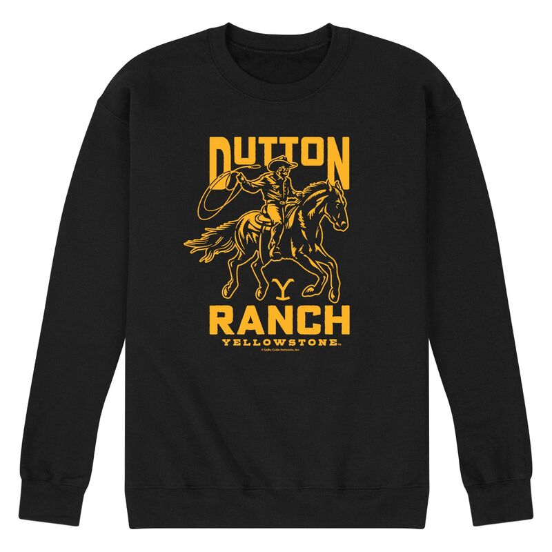 アニメ文字記号 メンズ トップス ティーシャツ 流汗 フリース Licensed Character Men\u0027s Yellowstone Dutton Ranch Fleece Sweatshirt Black 黒いこと トップス-メンズファッション-Tシャツ・カットソー