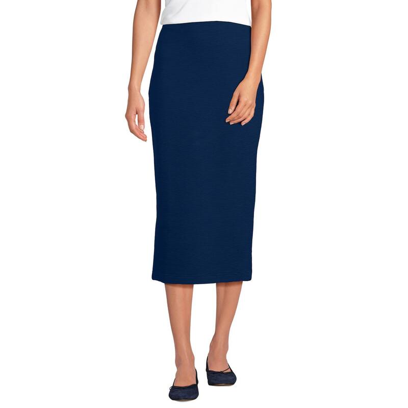 ランズ挙げ句の果て レディース 下つ方スコート プチ midi Petite Lands\u0027 End Starfish Column Midi Skirt Deep Sea Navy 米国海軍 レディースファッション-スカート