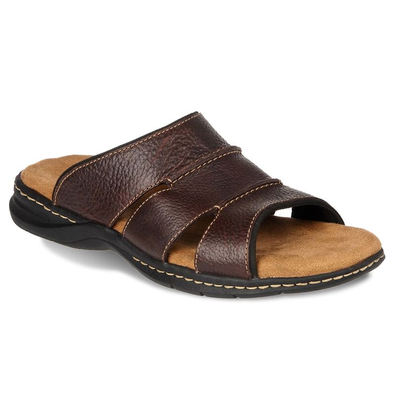 お医者さん・肩かけ メンズ シューズ サンダル なめし革 Dr. Scholl\u0027s Gordon Men\u0027s Leather Slide Sandals Brown Derby 赤銅色