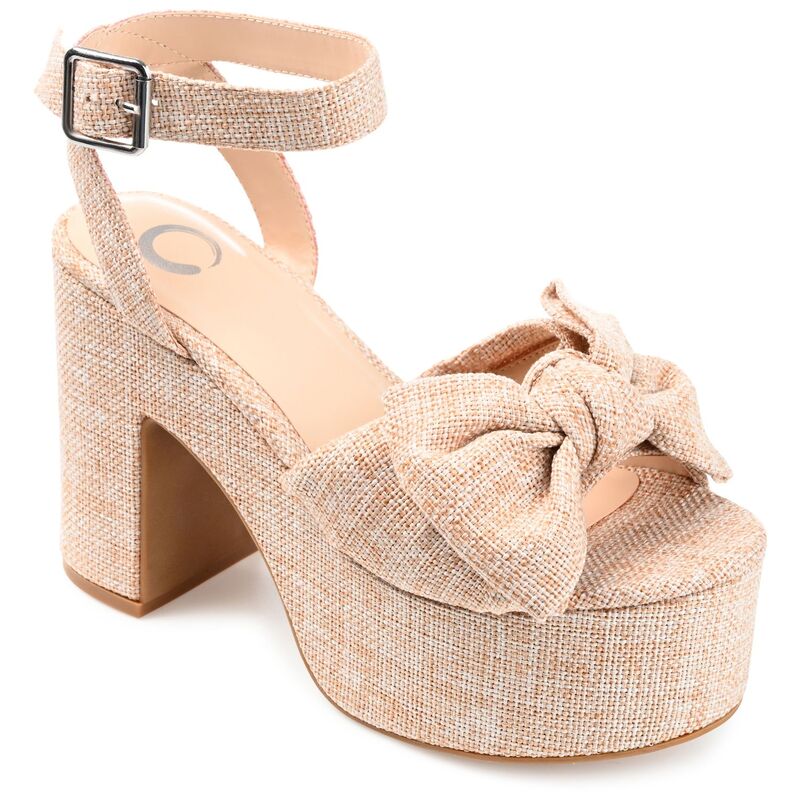 ジュルネ コレクション レディース シューズ サンダル ヒール Journee Collection Zenni Women's Tru Comfort Foam Bow Block Heel Sandals Beige ベージュ