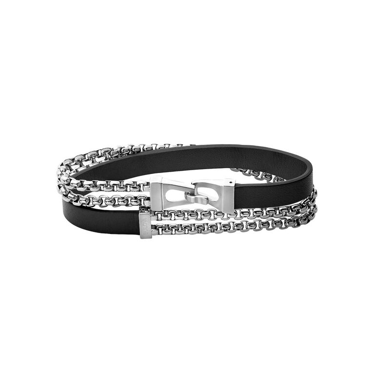 ブロバ メンズ アクセサリー ブレスレット・バングル・アンクレット Tシャツ レザー Bulova Mentainlessteel \u0026 Leather Classic Wrap Box Link Chain Bracelet Multi マルチカラー