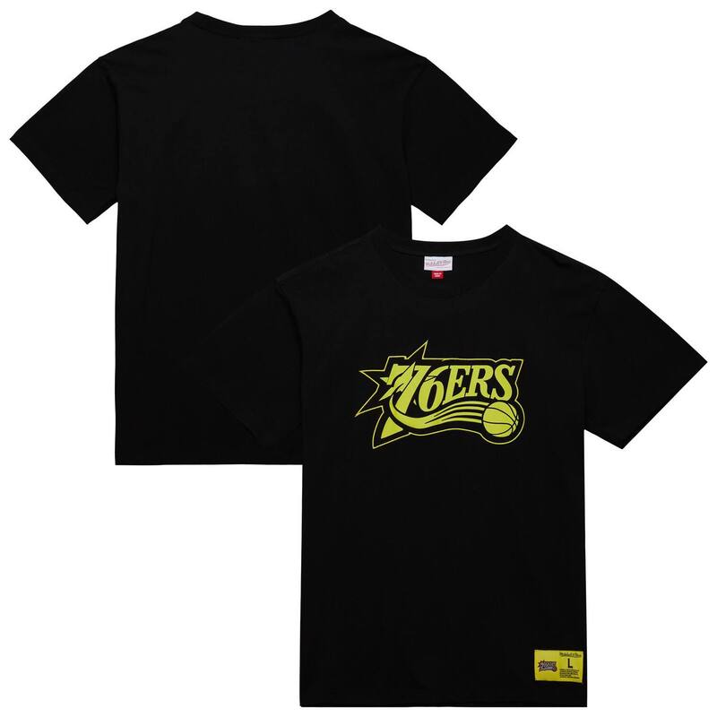 ミッチェル\u0026ネス メンズ トップス ティーシャツ Men\u0027s Mitchell \u0026 Ness Black Philadelphia 76ers Hardwood Classics Neonights Premium T-Shirt 76r Black 黒いこと Tシャツ・カットソー-メンズファッション