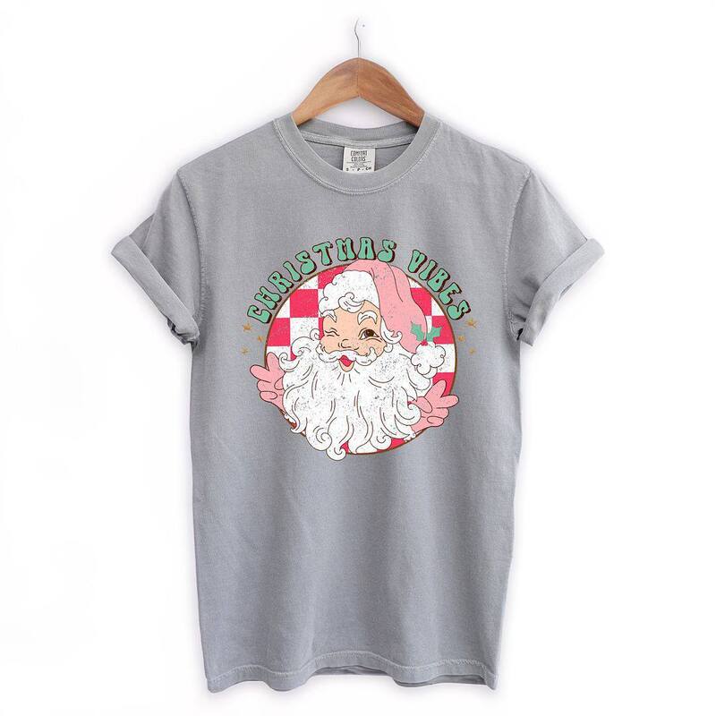 Simply Sage Market レディース トップス ティーシャツ Simply Sage Market Christmas Vibesanta Garment Dyed Tees Grey 薄墨色 レディースファッション-Tシャツ・カットソー-トップス