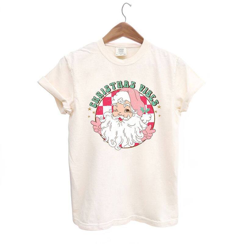 Simply Sage Market レディース トップス ティーシャツ Simply Sage Market Christmas Vibesanta Garment Dyed Tees Ivory 象牙色 レディースファッション-Tシャツ・カットソー-トップス