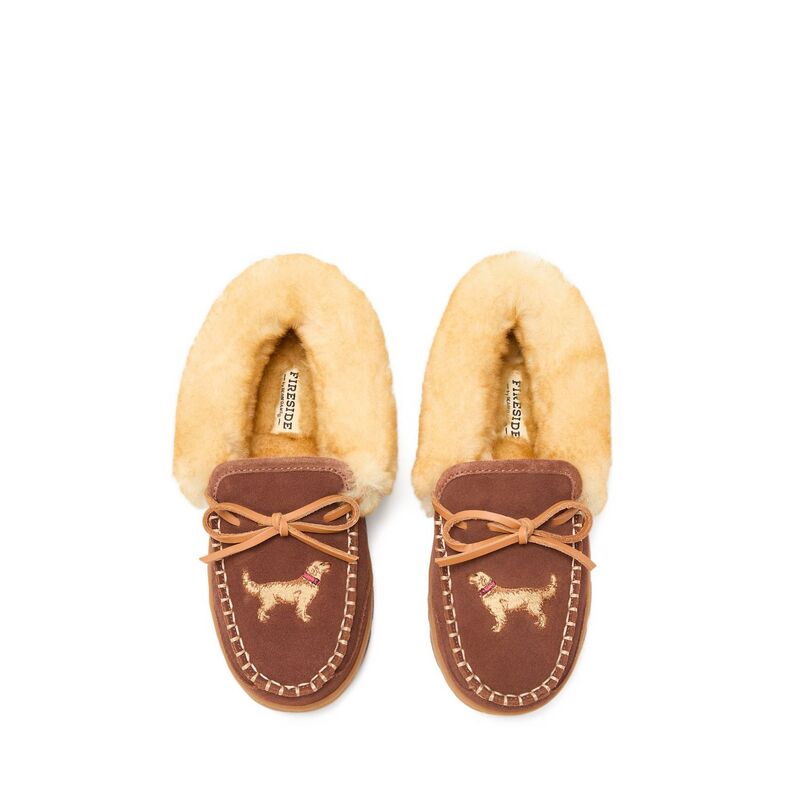 ディアフォームズ レディース シューズ サンダル Fireside by Dearfoams Women\u0027s Gladstone Genuine Shearling Moccasin Slippers Potting Soil