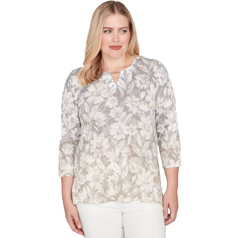 アルフレッド ダナー レディース トップス プルオーバー 御花柄 編み物 御花 Women\u0027s Alfredunner Ombre Floral Knithree-Quarter Sleeve Top Latte Multi マルチ色つや