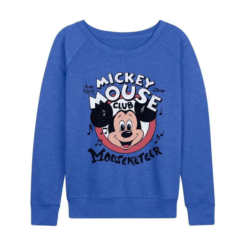 ディズニー レディース トップス Tシャツ パイル Women's Disney's Mickey Mouse Club Mouseketeer French Terry Long Sleeve Tee Heatheroyal Blue ヘザー