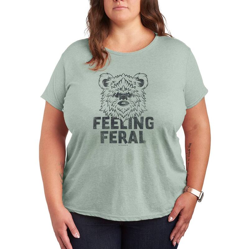 スター ウォーズ レディース トップス Tシャツ プラスサイズ グラフィック Plusize Star Wars Ewok Distressed Graphic Tee Heather Sea Foam ヘザー