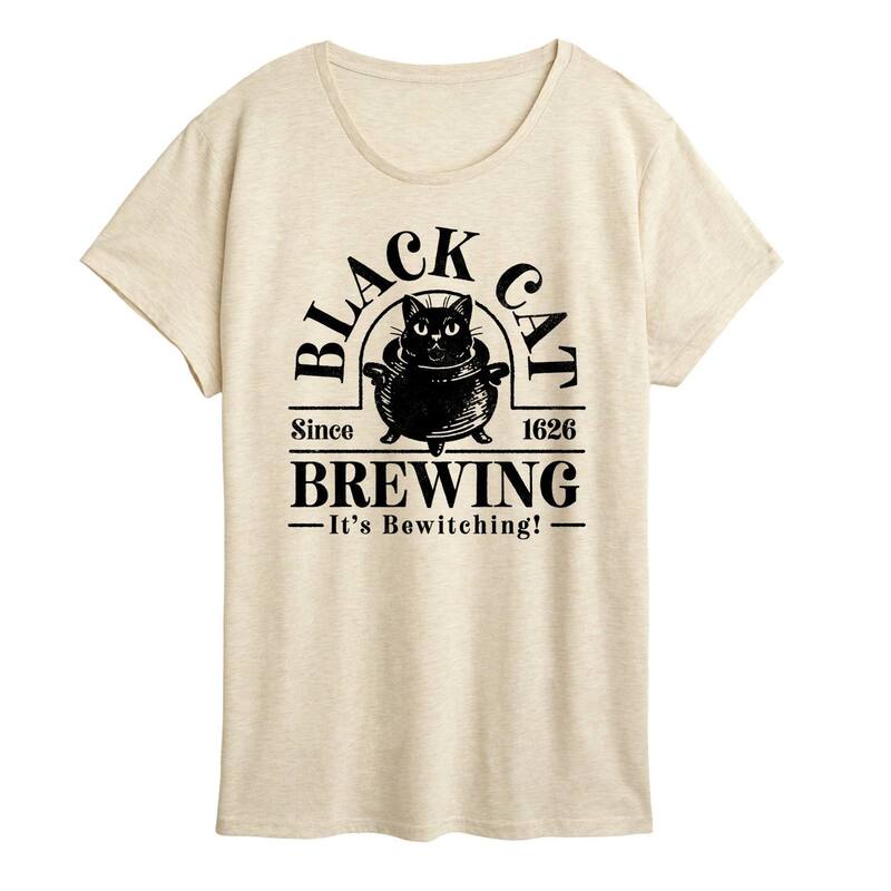 アンブランデッド レディース トップス Tシャツ グラフィック Unbranded Women's Black Cat Brewingraphic Tee Beige ベージュ