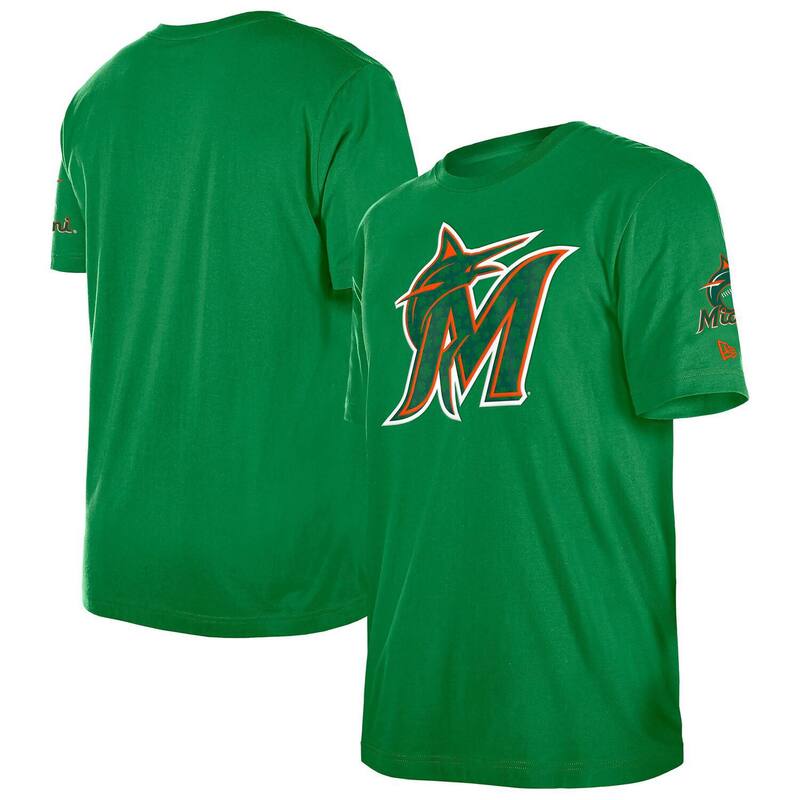 ニューエラ メンズ トップス Tシャツ Men's New Era Kelly Green Miami Marlinst. Patrick's Day Shamrock Fill T-Shirt Mrl Green グリーン