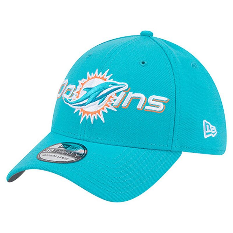 ニューエラ メンズ アクセサリー 帽子 ロゴ Men's New Eraqua Miami Dolphins Overlap Logo 39THIRTY Stretch Fit Hat Dol Turq A アクア 8,380円