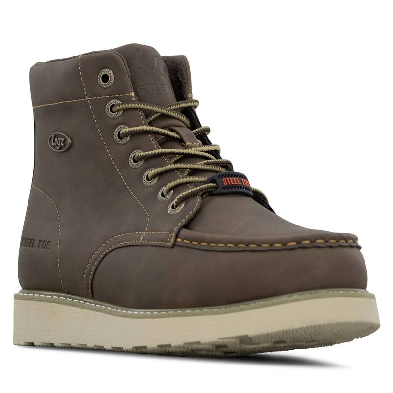 ラグズ メンズ シューズ ブーツ・レインブーツ Tシャツ レース Lugz Monterey Men'steel Toe Lace-Up Work Boots Walnut Gum Cream クリーム｜ReVida 店