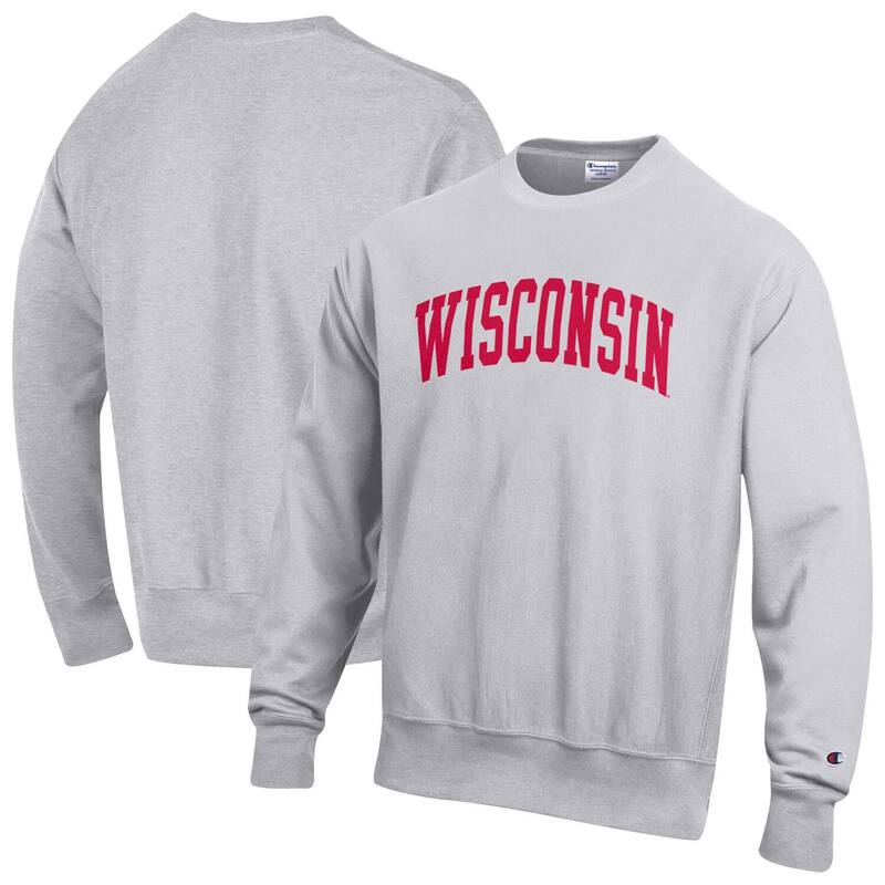 チャンピオン メンズ トップス Tシャツ スウェット フリース Men's Champion Gray Wisconsin Badgers Reverse Weave Fleece Sweatshirt Wis Grey グレー｜ReVida 店