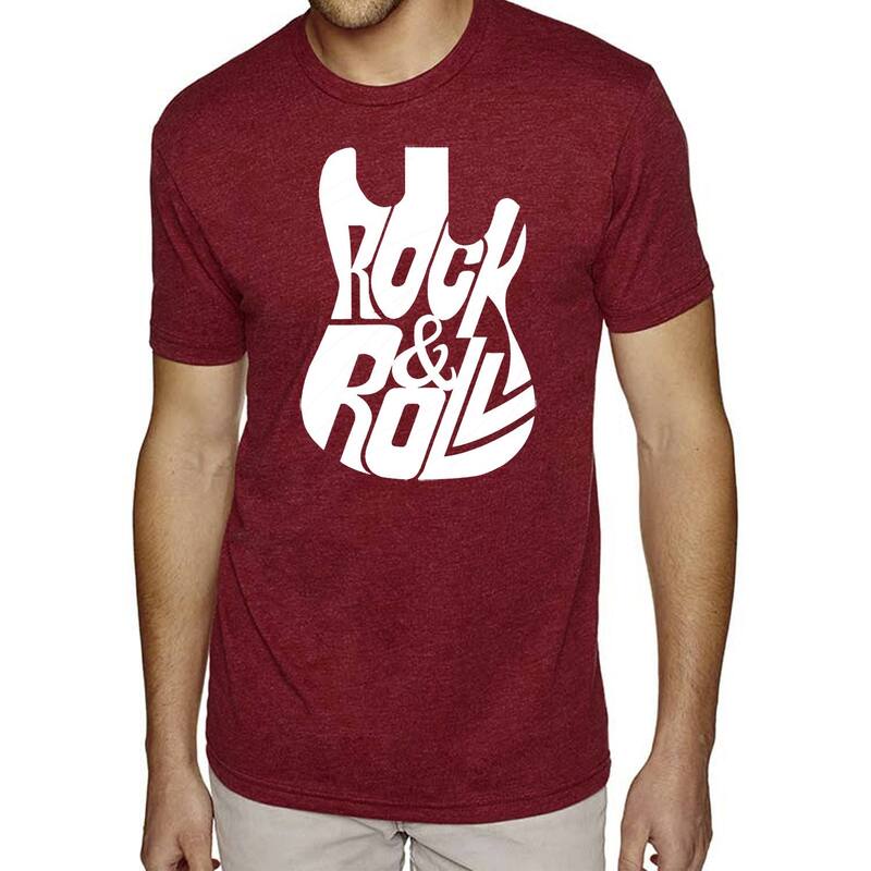 エルエーポップアート メンズ トップス Tシャツ LA Pop Art Rock And Roll Guitar - Men's Premium Blend Word Art-shirt Burgundy バーガンディ