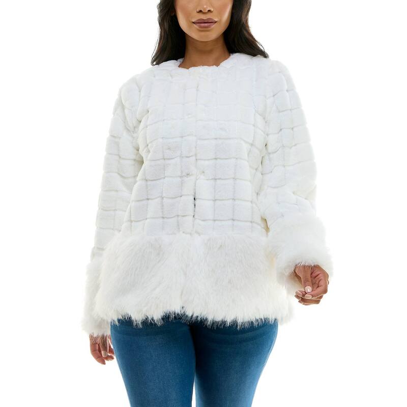 ニナレオナルド レディース アウター ニット・セーター Women's Nina Leonard Mixed Stripe Faux Fur Bolero Ivory アイボリー
