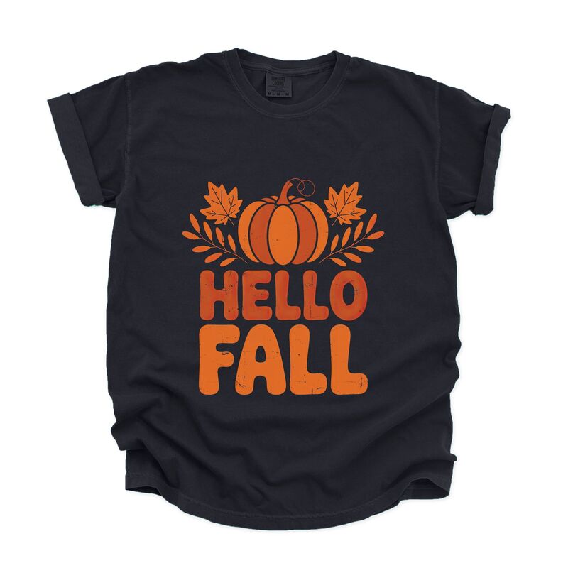Simply Sage Market レディース トップス ティーシャツ Simply Sage Market Hello Fall Pumpkin Distressed - Garment Dyed Tee Black 黒いこと Tシャツ・カットソー-トップス