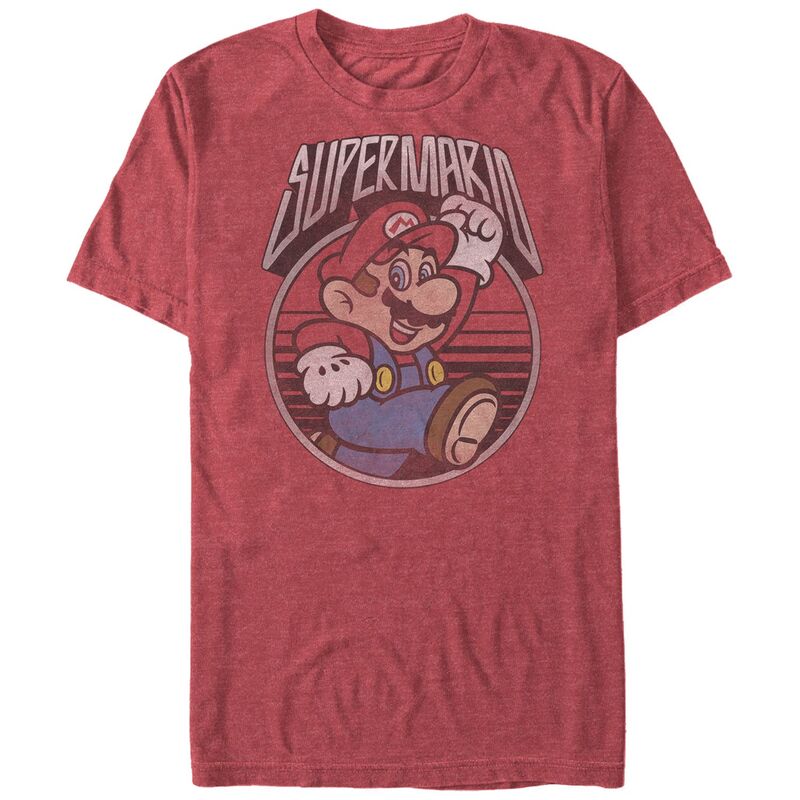 アニメキャラクター メンズ トップス Tシャツ ヴィンテージ トール グラフィック Licensed Character Big & Tall Super Mario Bros Vintage Stamp Graphic Tee Red Heather ヘザー