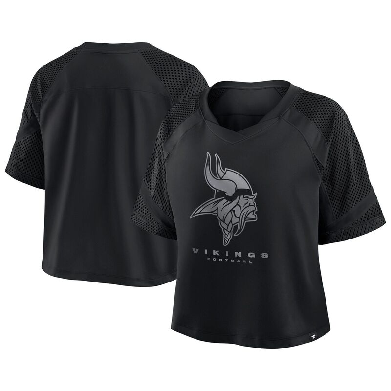 ファナティクス レディース トップス Tシャツ Vネック ジャージー Women's Fanatics Minnesota Vikings Oversized Raglan V-Neck Blackout Fashion Jersey Mvk Black ブラック